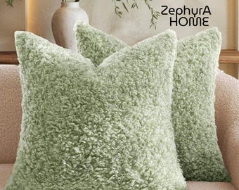Cream Teddy Fleece Pillow Cover, Soft Bouclé Cushion, Neutral Accent