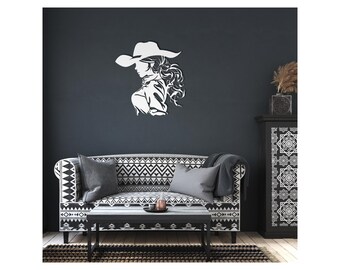 Cowgirl Silhouette Metal Wall Art - Rustic Die-Cut Western Decor for Home, Office & Outdoors