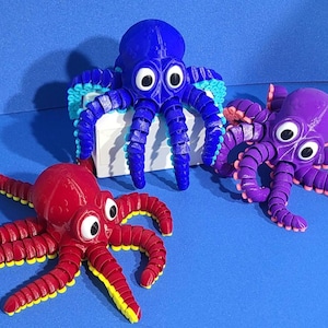 Articulated Octopus Fidget Toy | 3D Printed Cute Octopus | Flexible Desk Pet | Fun Gift for Kids & Adults | Custom Colors Available