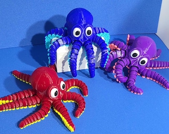 Articulated Octopus Fidget Toy | 3D Printed Cute Octopus | Flexible Desk Pet | Fun Gift for Kids & Adults | Custom Colors Available