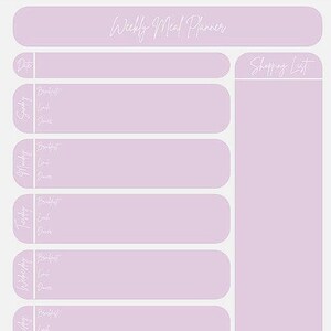 Weekly Meal Planner - Pink