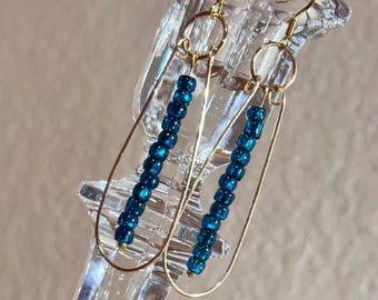 Blue-Green & Gold Earrings