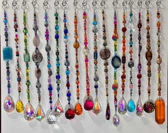 Handmade Crystal Suncatcher: Faceted Glass Bead Prisms