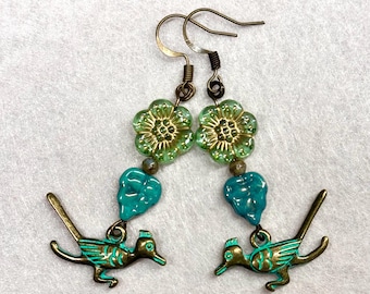 Roadrunner & Flower Earrings