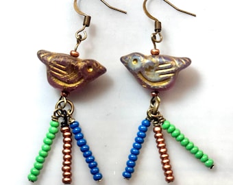 Bronze Bird Earrings