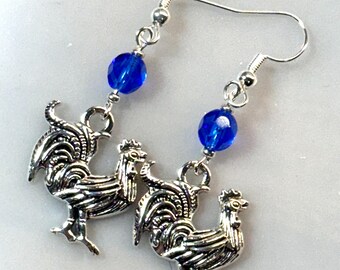Blue Chicken Earrings