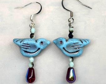 Turquoise Bluebird Earrings