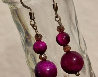 Ruby Red Cat Eye Earrings