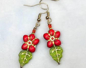 VIBRANT Red Flower Power Earrings