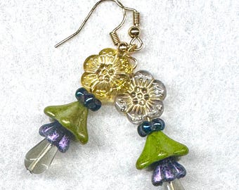 Green Bell Flower Earrings