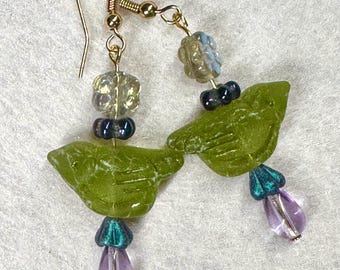 Green Bird Earrings