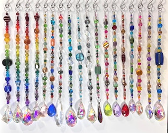 Handmade Prismatic Crystal Suncatcher: Faceted Glass Beads