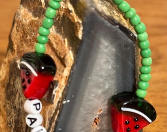 Handcrafted Palestine Bracelet with Watermelon Beads