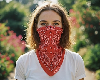 Personalized Paisley Bandana Custom Embroidered Bandana Custom Text & Logo Gift for Her Stylish Scarf Women’s Fashion Bandana Self-Care Gift