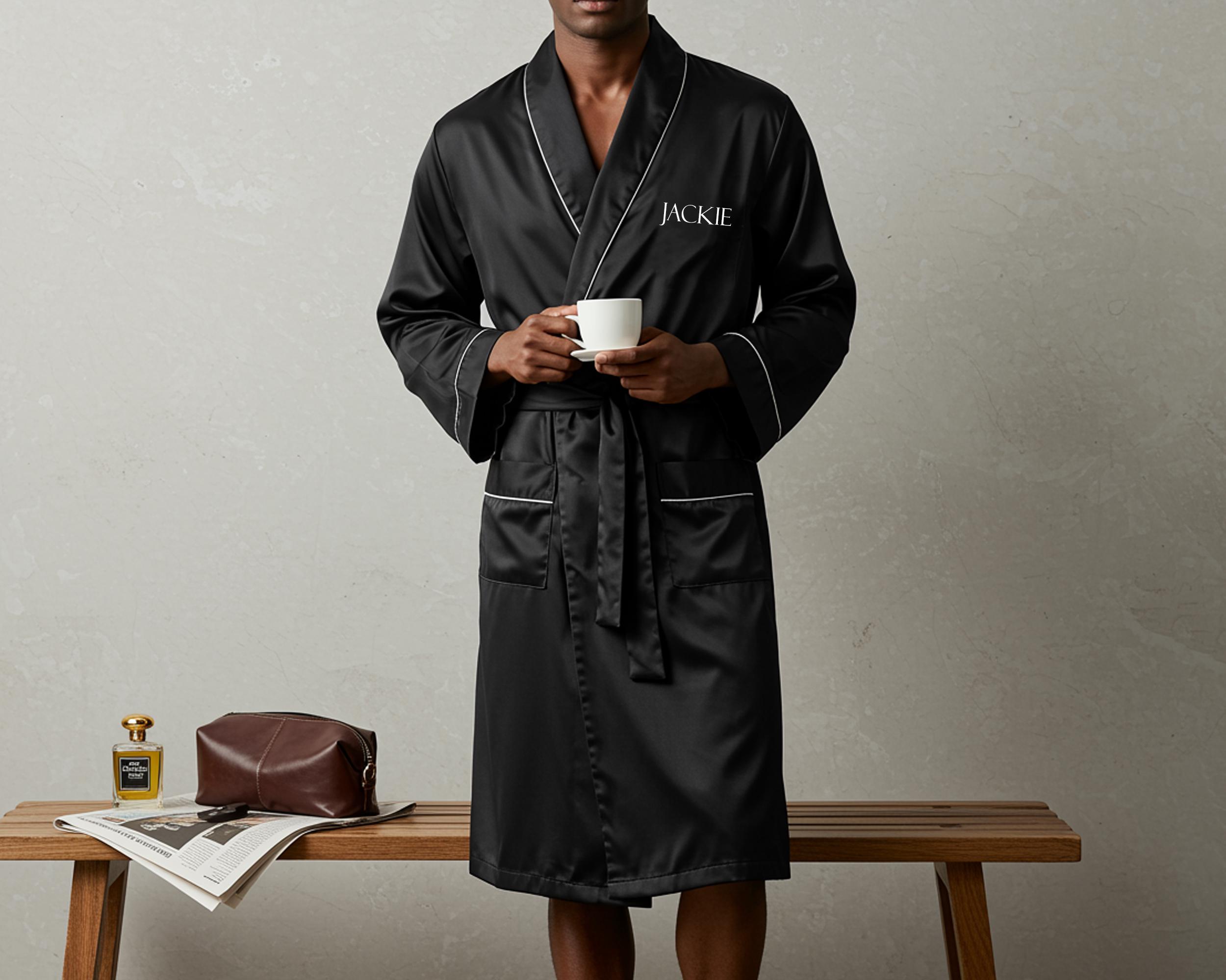 white christmas dresses Men's Grey Cotton Waffle Dressing Gown With Fleece Lining main image 1