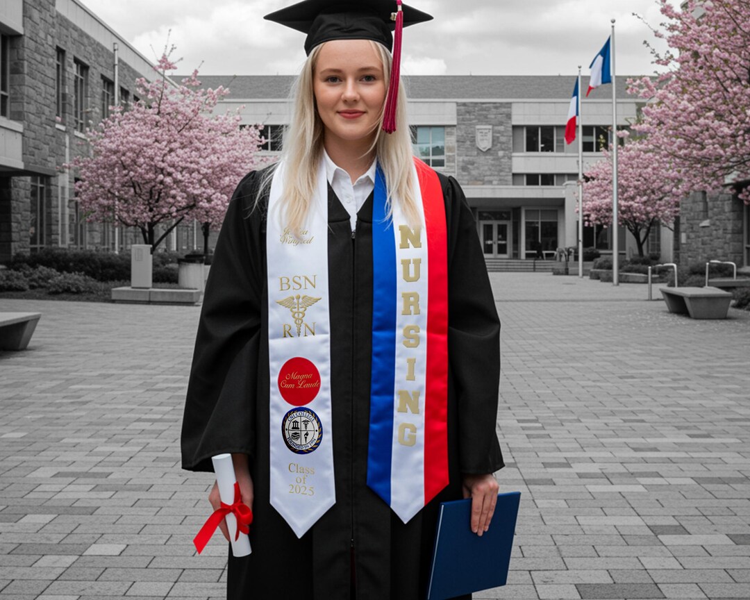 Custom Embroidered National Flag Graduation Sash, Personalized Country ...