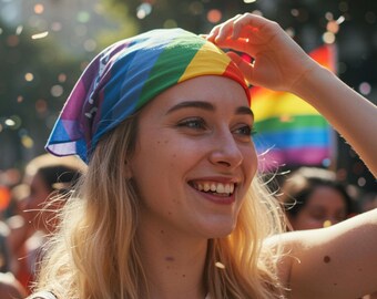 Rainbow LGBTQ Bandana Pride Scarf for Women Soft Lightweight Bandana Gifts for Her Pride Festival Accessory LGBTQ+ Style Colorful Head Wrap