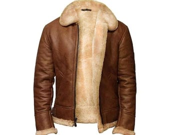 Men’s Handmade Sheepskin Leather Aviator Bomber Jacket