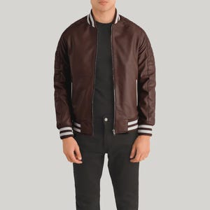Leather Varsity Jacket – Classic Letterman Style Genuine Leather Bomber Jacket