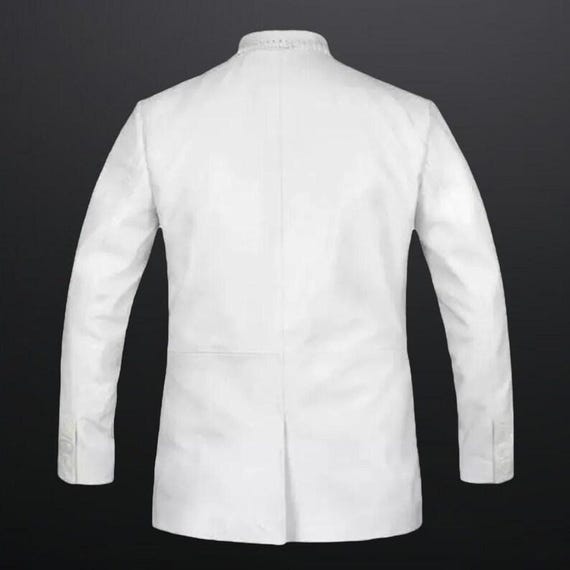 Blazer White Smart Coat Men's Genuine White Lambskin Leather
