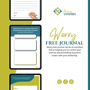 Worry Free Journal - Printable PDF for Anxiety Relief | 30 Daily Prompts for Mental Wellness & Self Care | Instant Download
