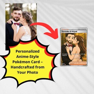 Carta Pokémon personalizzata in stile anime, realizzata a mano con la tua foto!
