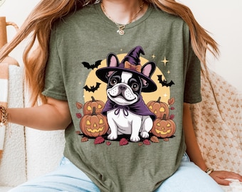 French Bulldog Halloween Shirt, Cute Dog Ghost Pumpkin Tee, Funny Frenchie Costume Shirt, Spooky Dog Mom Shirt, French Bulldog Pumpkin Tee