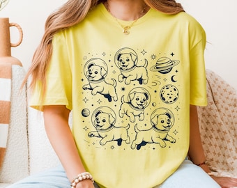 Hunde im Weltraum T-Shirt: Lustiges grafisches T-Shirt, Hunde Liebhaber Geschenk