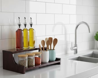 Handmade Spice Rack rosewood Vintage Kitchen Storage
