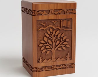 Cremation Urn for Human Ashes, Rosewood Wooden Memorial Box, Personalized Engraved Keepsake