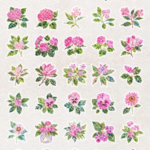 Rosa Blumen zum Ausdrucken - A4 Digitale Ephemera für Scrapbooking & Karten