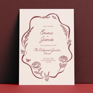 Gedruckte Hochzeitseinladungskarte, elegante benutzerdefinierte Tages- oder Abendeinladung, strukturiertes Papier, minimale moderne Hochzeitspapeterie, ästhetisches Papier