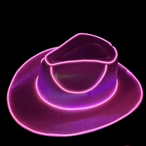 Cowboy Top Hat, Sparkly Cowgirl Hat, Neon Running Light, Neon Night Dance Costume Love, Steampunk Top Hat, Glowing Light, Gift for him/her