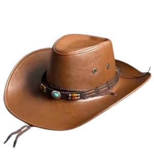 Handcrafted Leather Cowboy Hat: Vintage Western Steampunk Style
