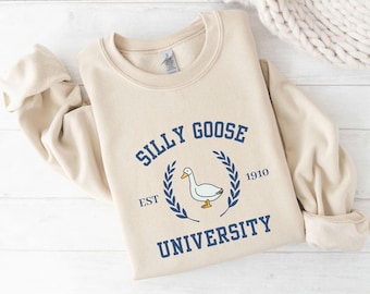 Silly Goose Sweatshirt, Cute Goose Sweater, Comfy Goose Crewneck, Goose Graphic Sweatshirt, Funny Goose Sweater, Goose University Sweater