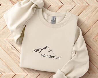 Wanderlust Mountain Sweater, Outdoor Lover Sweatshirt, Nature Lover Crewneck, Cozy Adventure Sweater, Hiking Hoodie, Comfy Wanderlust Outfit
