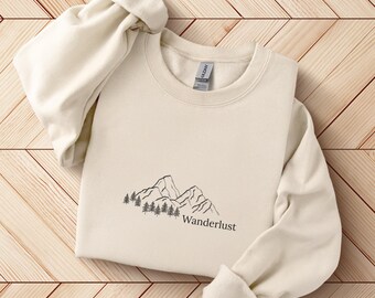 Wanderlust Mountain Sweater, Outdoor Lover Sweatshirt, Nature Lover Crewneck, Cozy Adventure Sweater, Hiking Hoodie, Comfy Wanderlust Outfit