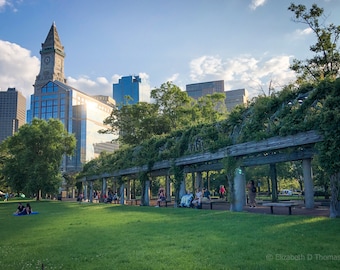 BOSTON Skyline from the Marriott Long Wharf, Massachusetts, Travel, City Art, Landscape, Architecture, Elizabeth Thomas