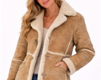vintage Men's sheepskin shearling coat "Marlboro Man" jacket size 40