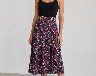 Vintage Chaus Petite Multicolor Pleated Midi Skirt Size 4P