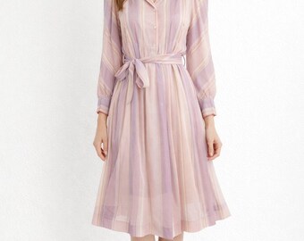 Vintage pastel striped midi dress Willow Ridge women's Purple Dress size 12