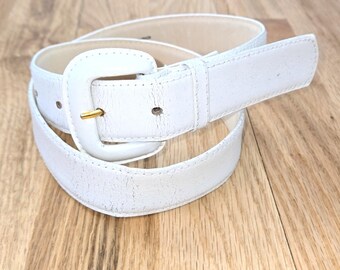 Vintage Laura Goyle Leather Western style white belt size Med