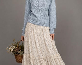 Mademoiselle Vintage Cable Knit Sweater Blue Acrylic Blend Women's Size M