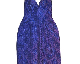 Vintage Gunne Sax by Jessica Mclintock purple evening dress size 7/8