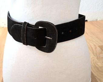 Vintage Wide Suede Women's Black Belts size Small Boho