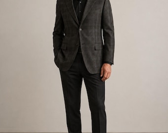 Ermenegildo Zegna Men's Wool Plaid Checked Blazer Size 44R