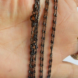 Black Rhodium sterling silver finished necklace chain with sparkly beads 1.3x2mmAvailable in 16, 18, 20 24 image 1