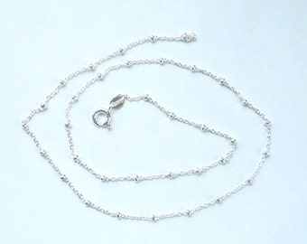 925 Sterling silver station chain, cable ball necklace chain , satellite chain, ball cable chain, station necklace, 16", 18", 20", 24"