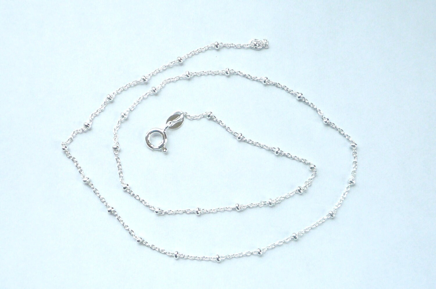 Sterling silver cable ball necklace chain , satellite chain, ball cab…