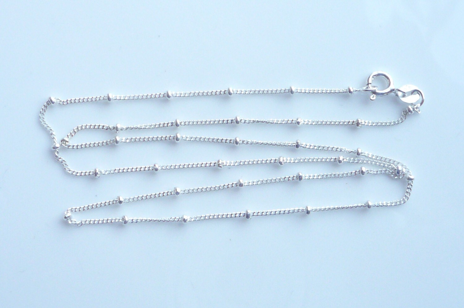 Sterling silver finished necklace chain with sterling silver beads(2m…